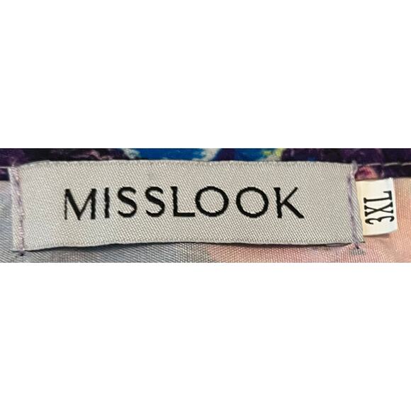 MISS LOOK PULL-OVER, V-NECK BLOUSE, WOMENS, 3XL-RUNS SMALL, PURPLE PINK BLUE - Picture 7 of 9